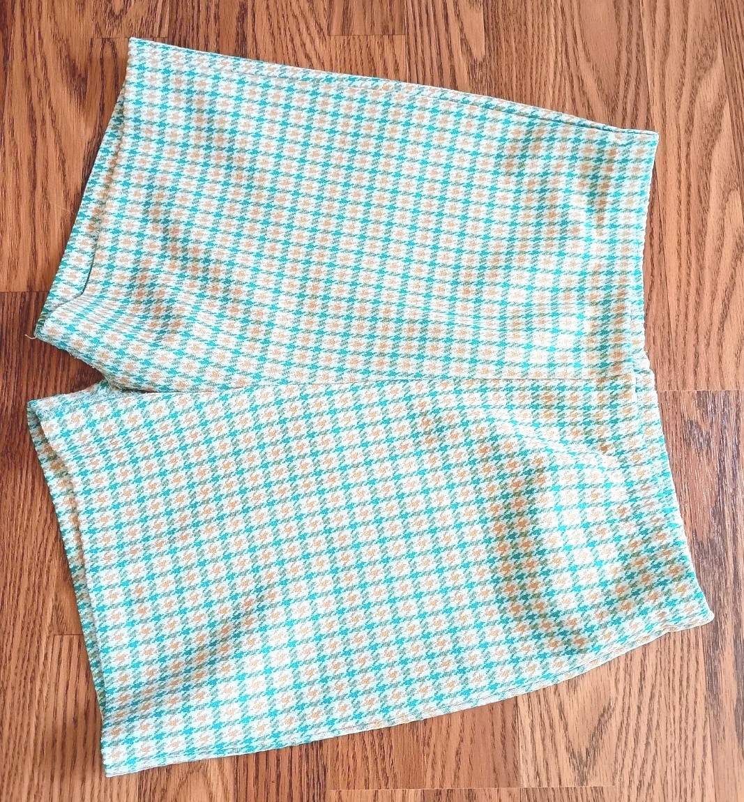 1960s 70s Preppy Mod Golf Shorts Houndstooth Plaid Green Orange 5″ Jrs 15/16 VTG