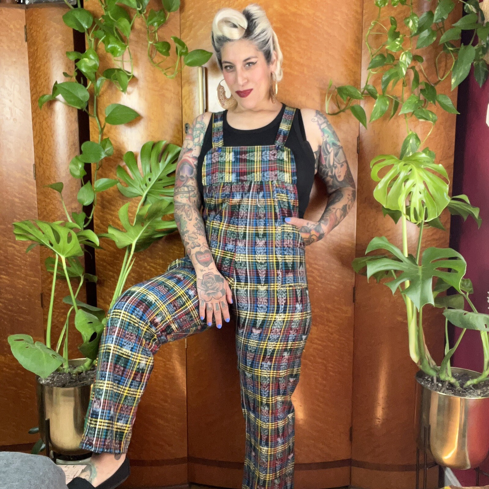 RAINBOW GUATEMALAN 1980’s 80s Vintage 1990’s 90s Petite Cotton Bib Overalls M L
