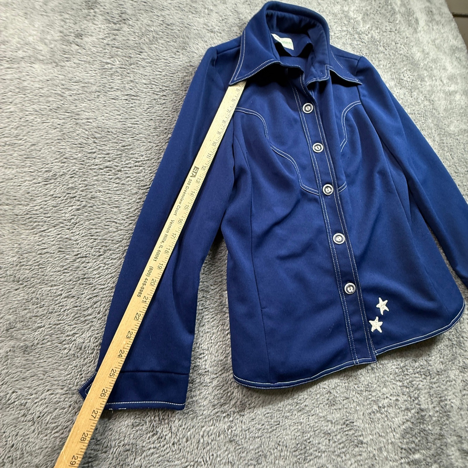 Alex Coleman Button Up Shirt Womens M/L Blue Excellent Vintage 70s Western Rodeo
