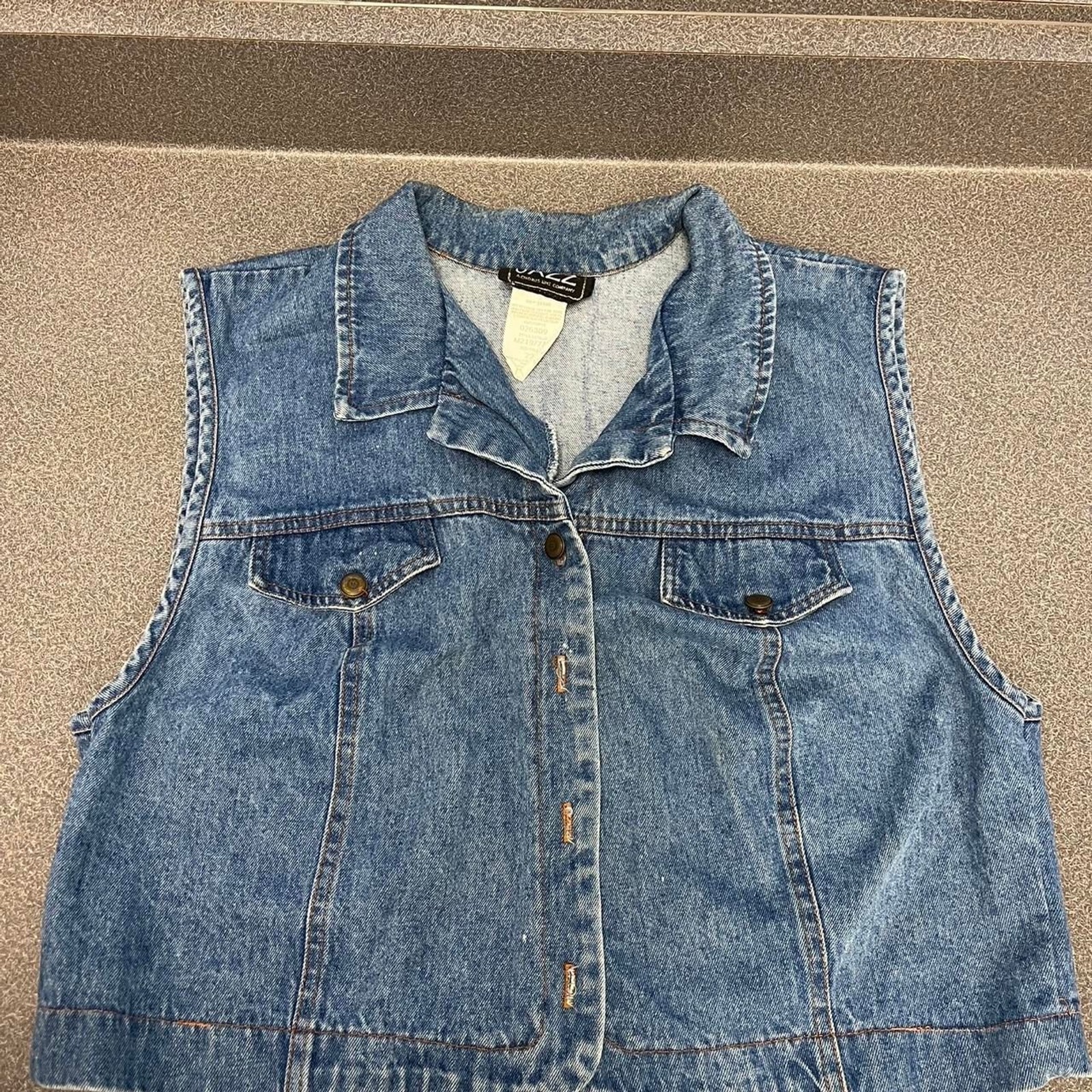 Vintage Women’s Blue Jean Sleeveless Jacket Made in USA More Jazz Denim vest