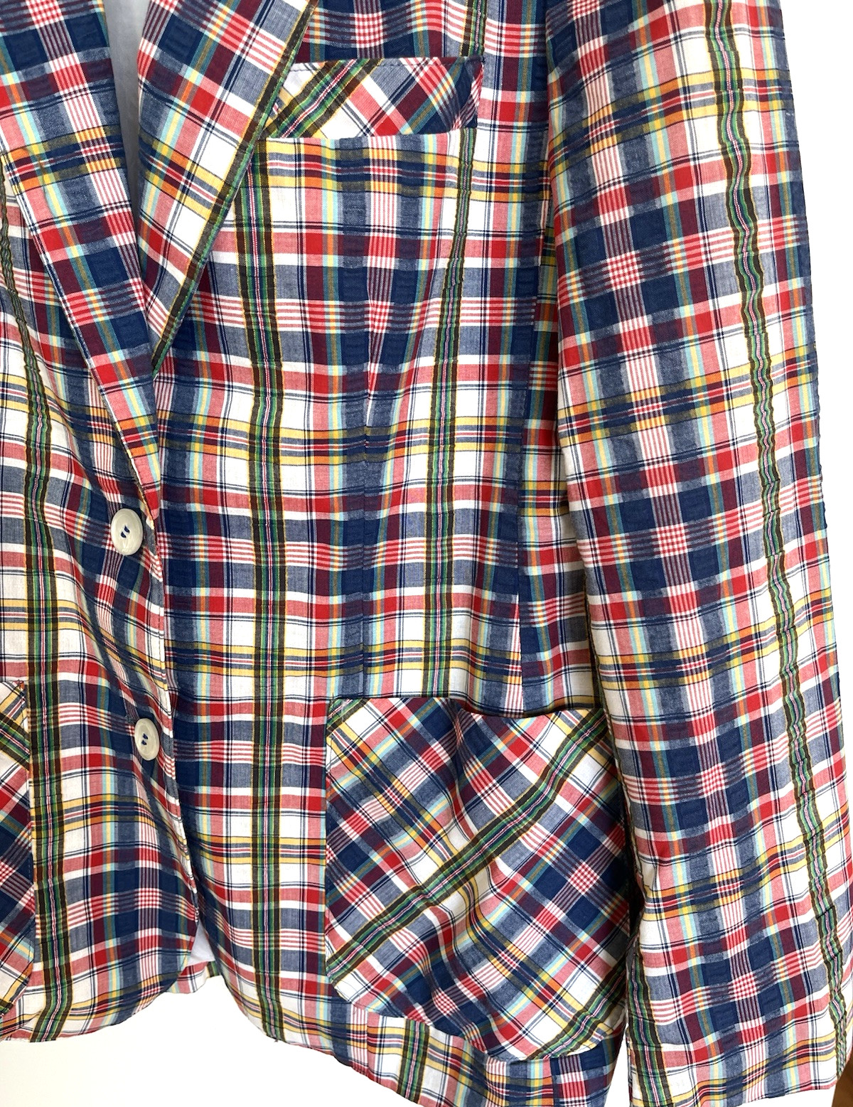 VINTAGE F.A.I. Women’s Size 12 Plaid Blazer Navy Green White Red