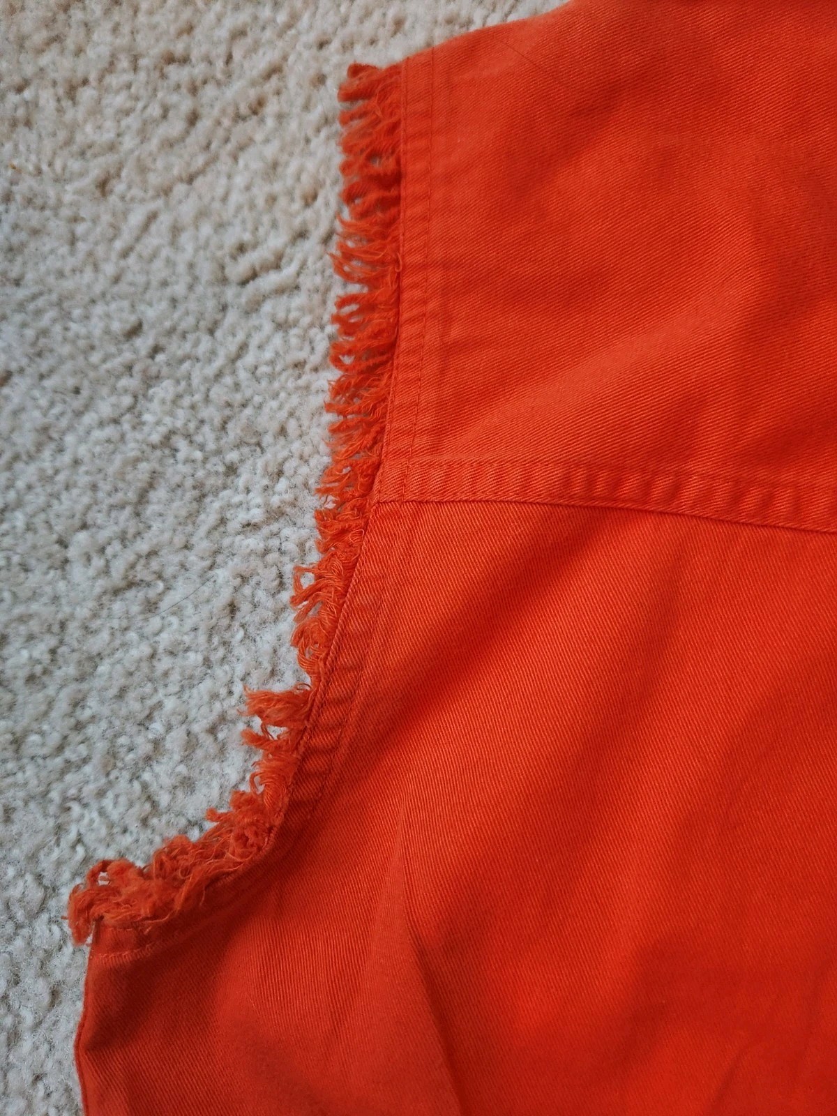 Vtg Sturgis 2001 Biker Rally Sleeveless Frayed Edge Vest Shirt Orange Crop Larg