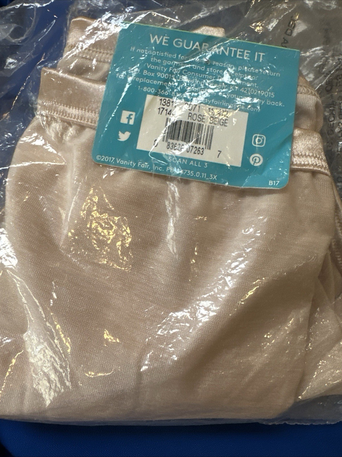 NWT NIP Vanity Fair Size 11 / 4XL ROSE BEIGE Nylon Panty Brief Soft Stretch
