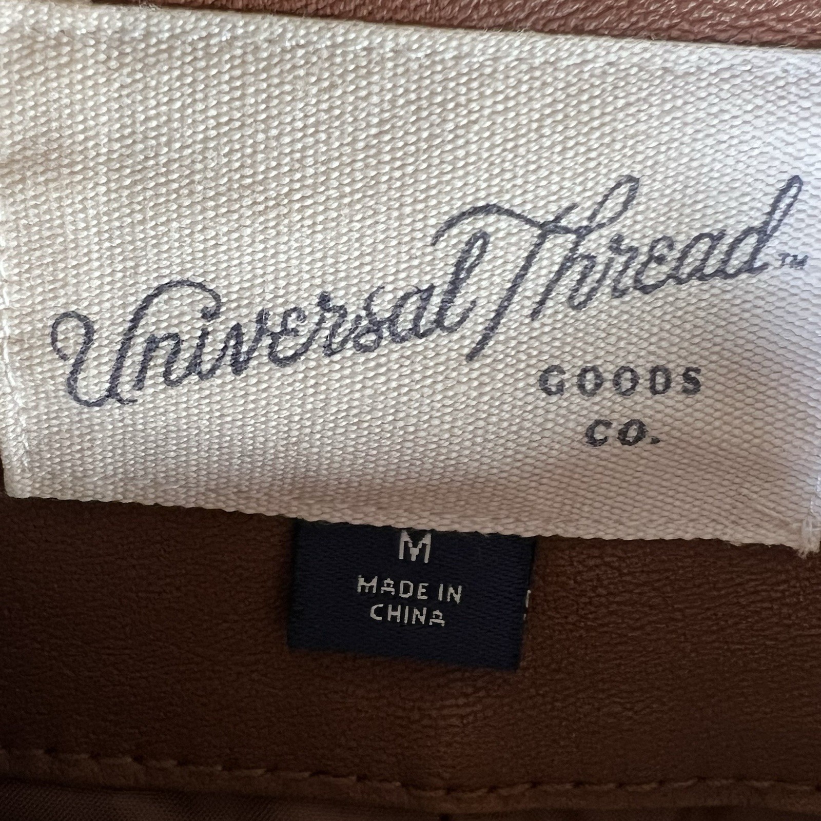 VTG Universal Threads Jacket Size M Brown Full Zip Detailed Stitching Pleather