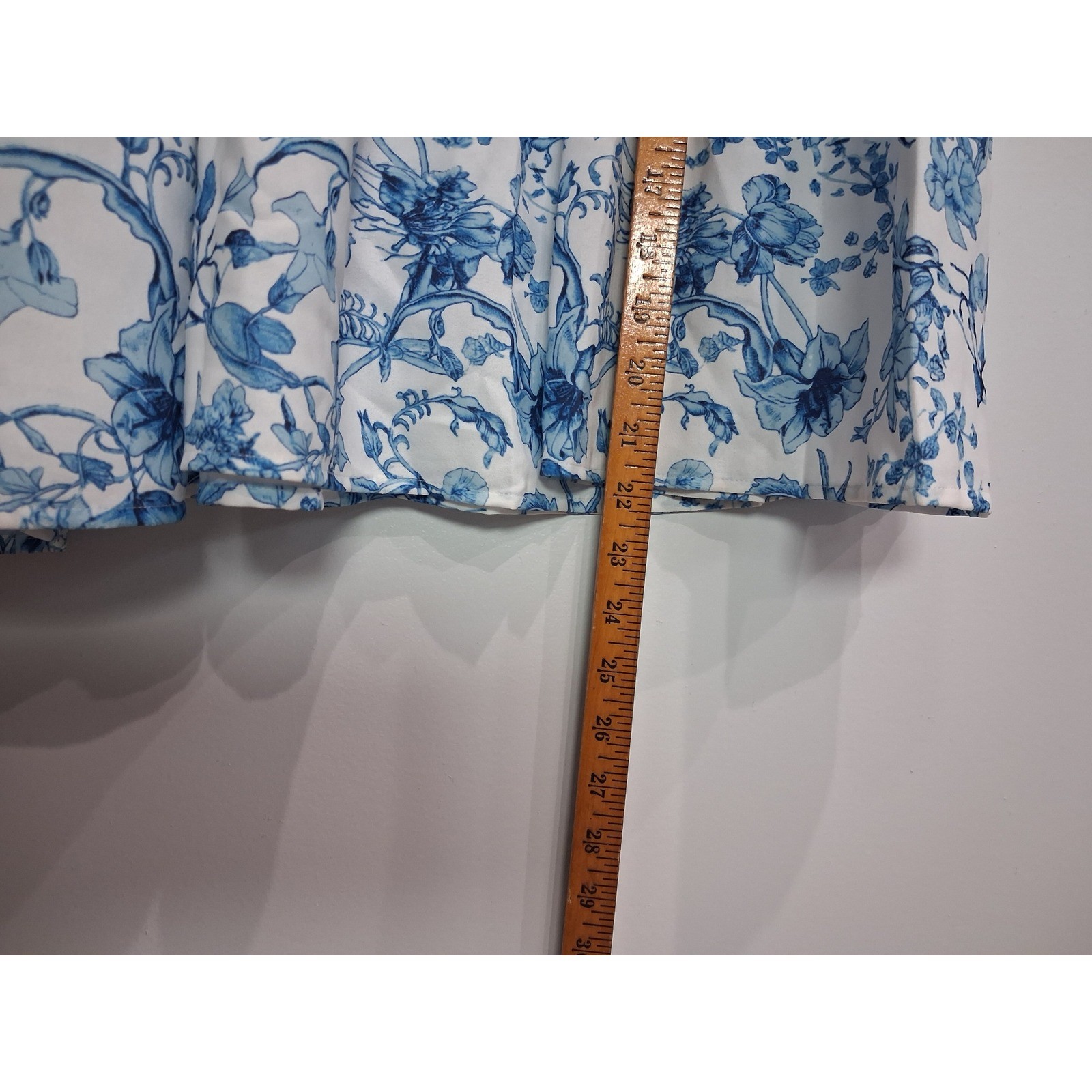 Grace Karin Blue White Floral Toile Smocked Maxi Dress V-Neck Puff Sleeve Small