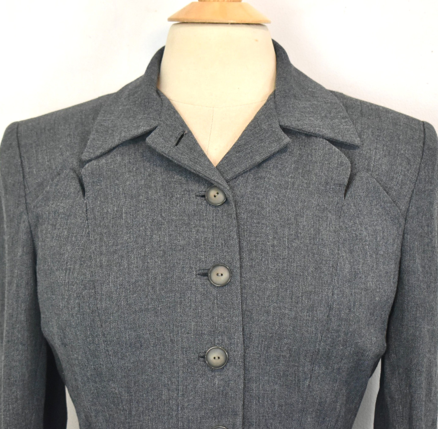 Vtg 40s Hourglass Blazer Jacket Shoulder Pads & Vtg Details S/M EUC