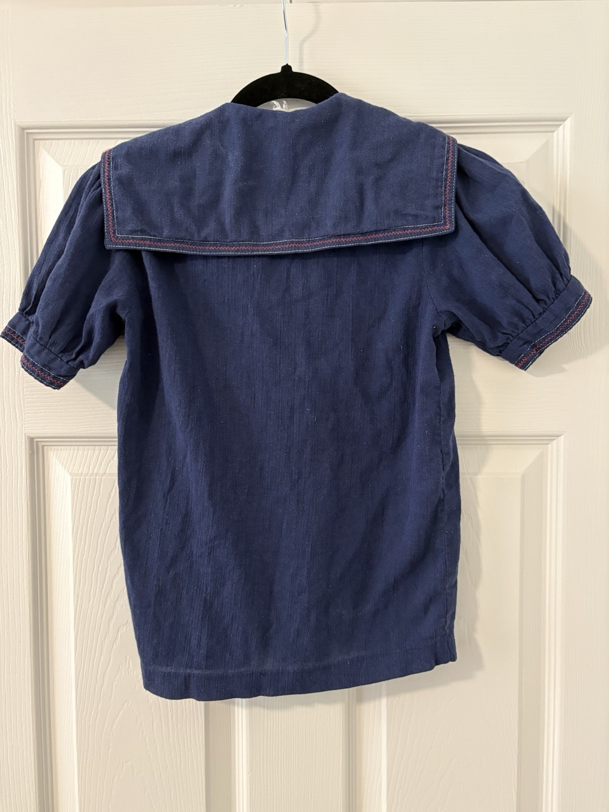 Vintage Women’s 1990s Navy Blue Shirt Blouse Top Sailor Collar Nautical Size S/M