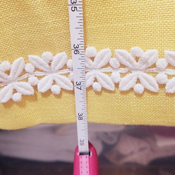 MOLLIE PARNIS BOUTIQUE Vtg 70s Yellow Linen Shift Daisy Dress