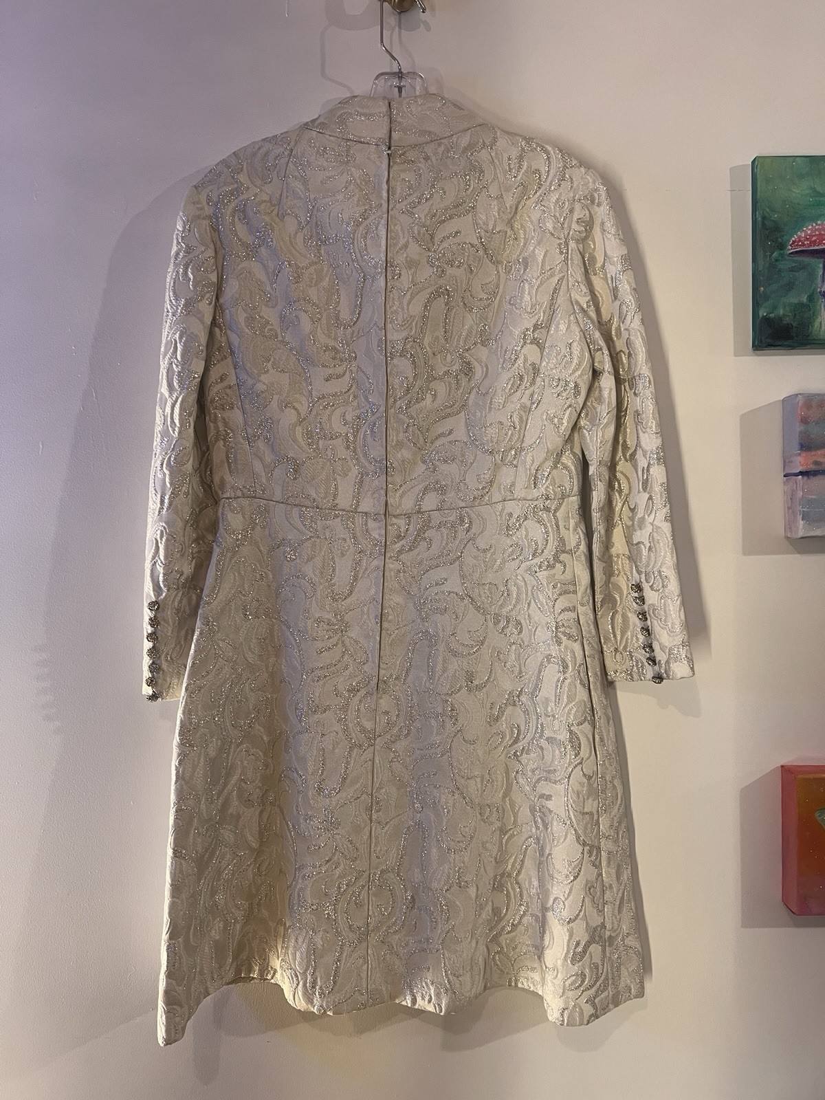 Vintage 1960’s Silver Brocade Cocktail Dress VERA HICKS