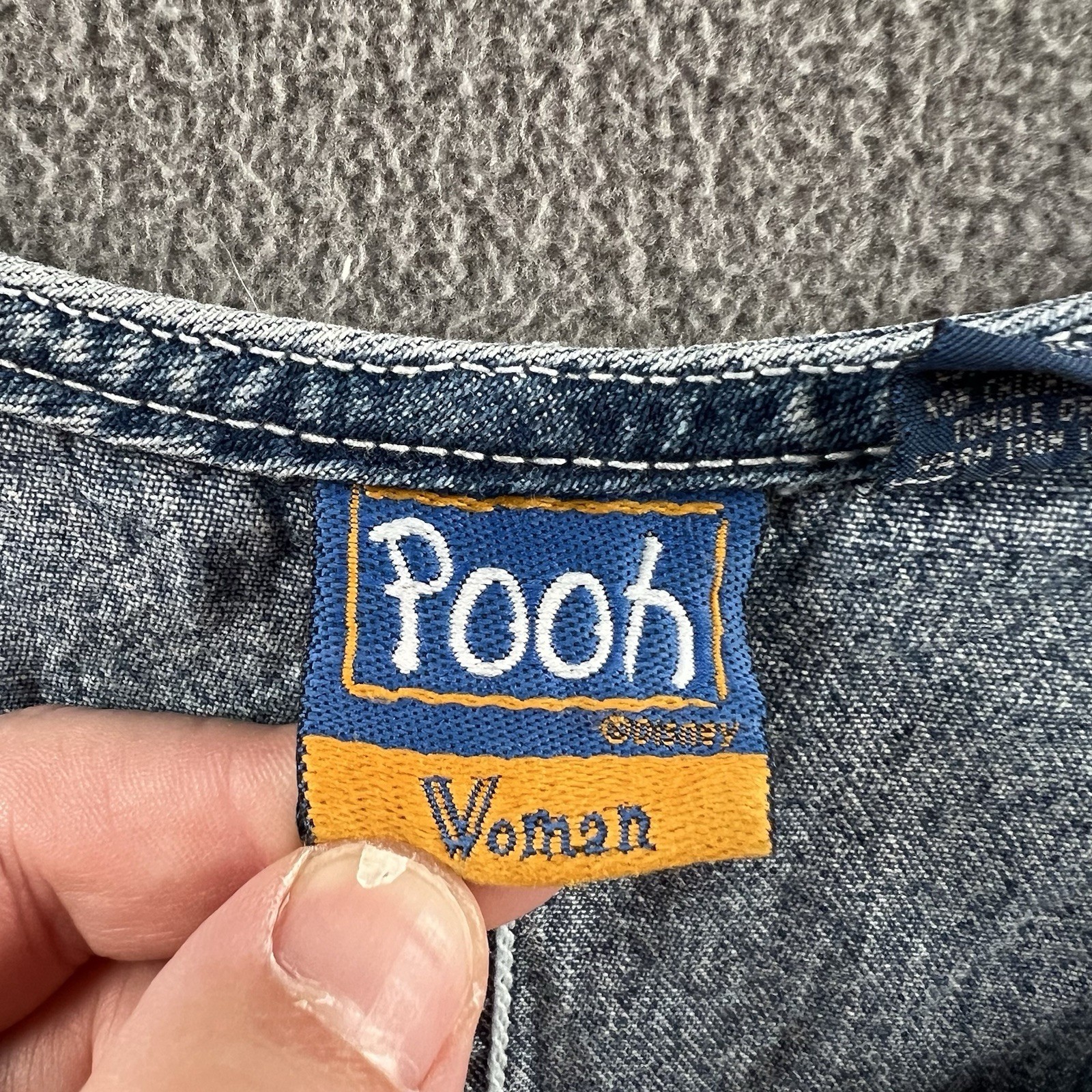 Vintage Winnie The Pooh Denim Dress Size 24W Chore Embroidered 90s Jumper Disney