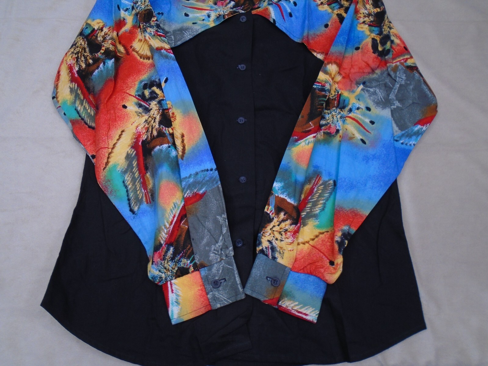 Vintage 90s Womens Roper Western Native American Feathers Button Shirt M Rodeo
