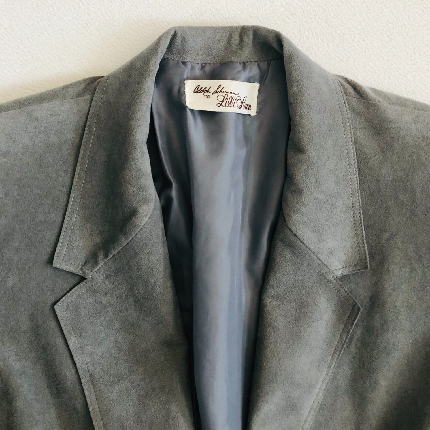 VTG Ultrasuede Long Coat Womens M Adolph Schuman Lilli Ann Gray Ultra Suede EUC
