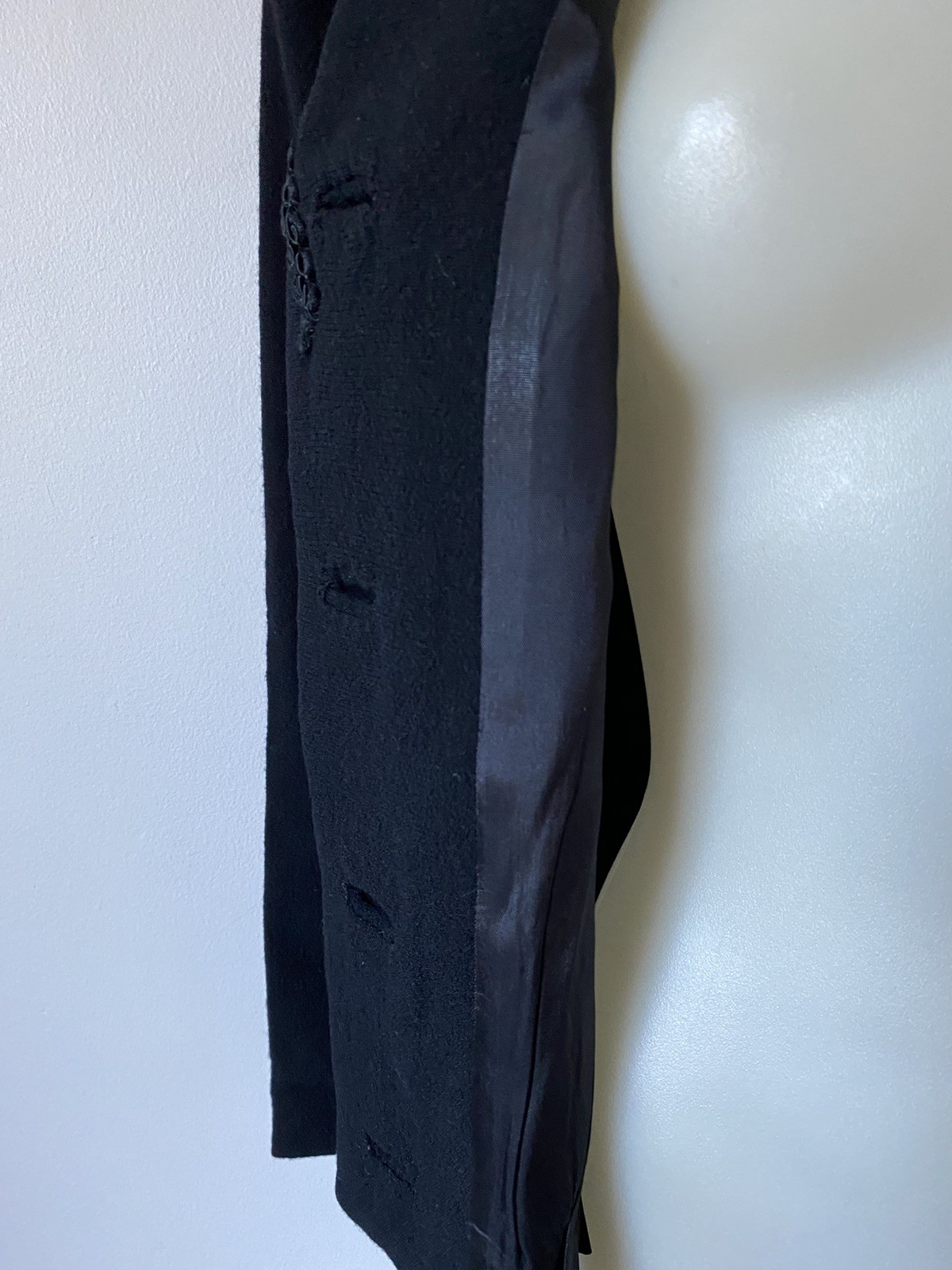 50,s Black Wool Crepe Braided Jkt.38” Bust