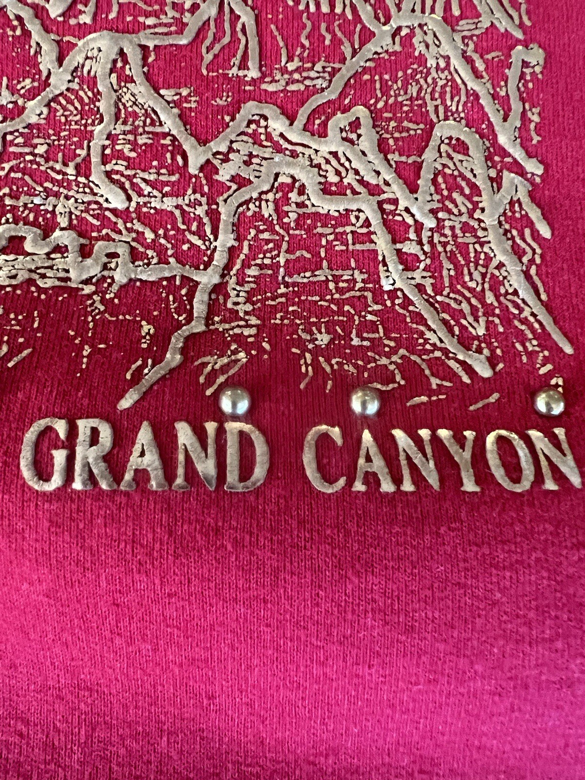 Grand Canyon VTG Sweatshirt Mens L Red Gold Bedazzled Stud Graphic Grandmacore