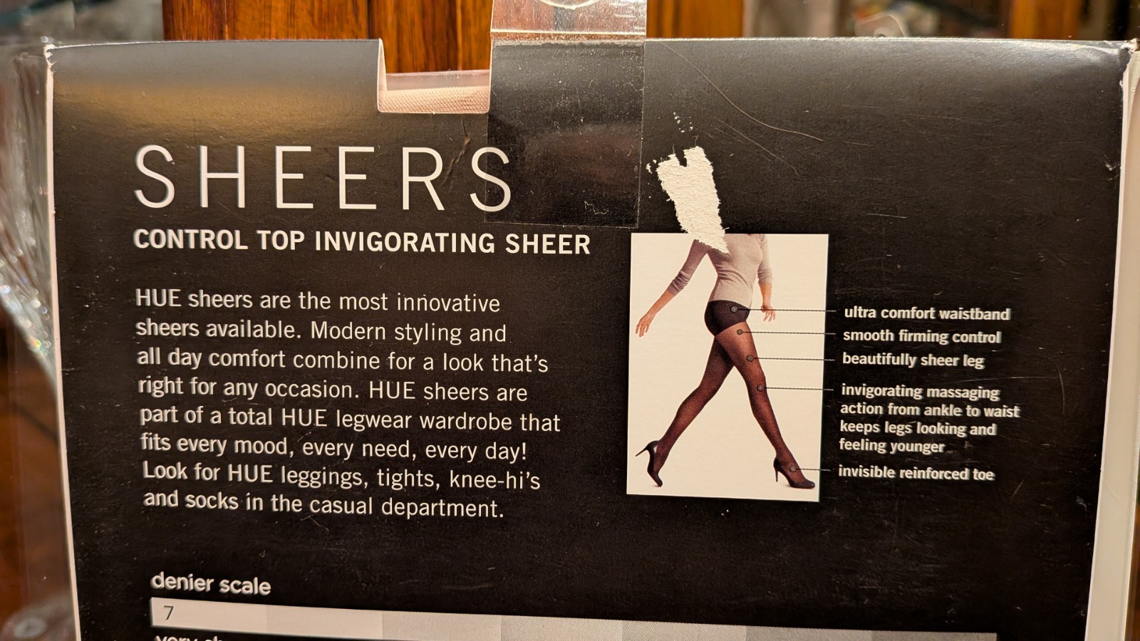 HUE Invigorating Sheers Control Top Pantyhose Natural Size 2 Up To 6′ & 185 Lbs.