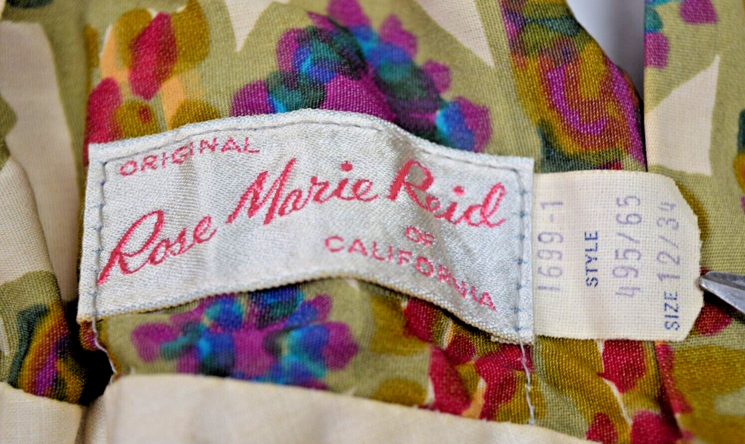 Vintage Swimsuit Rose Marie Reid Size 12/34 S/M 50s Ruched Geometric Made USA