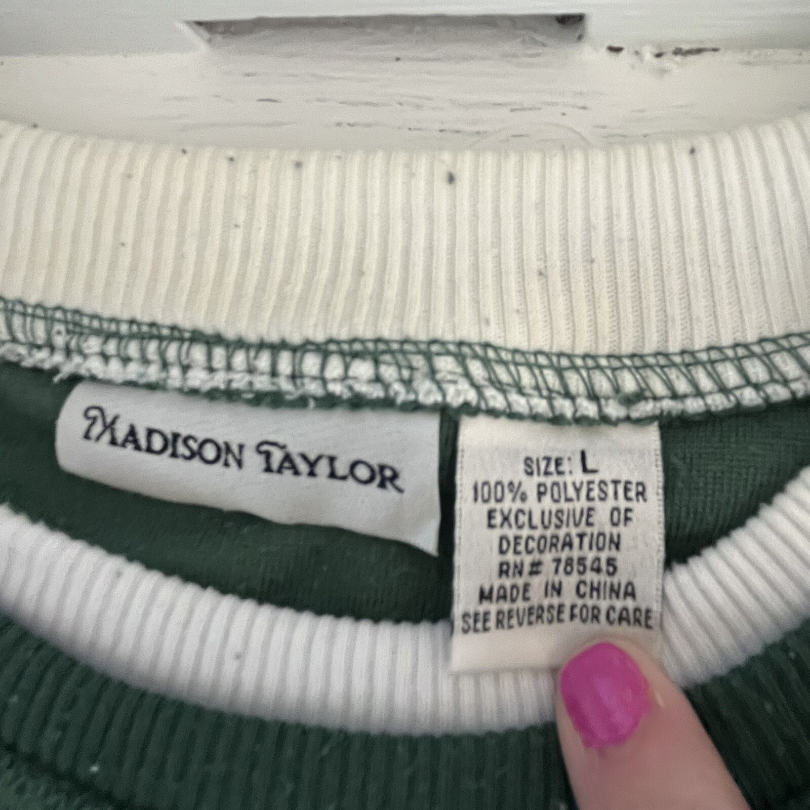 Talbots Green Sweater sz L Long Sleeve Embroidered Holiday Festive VINTAGE