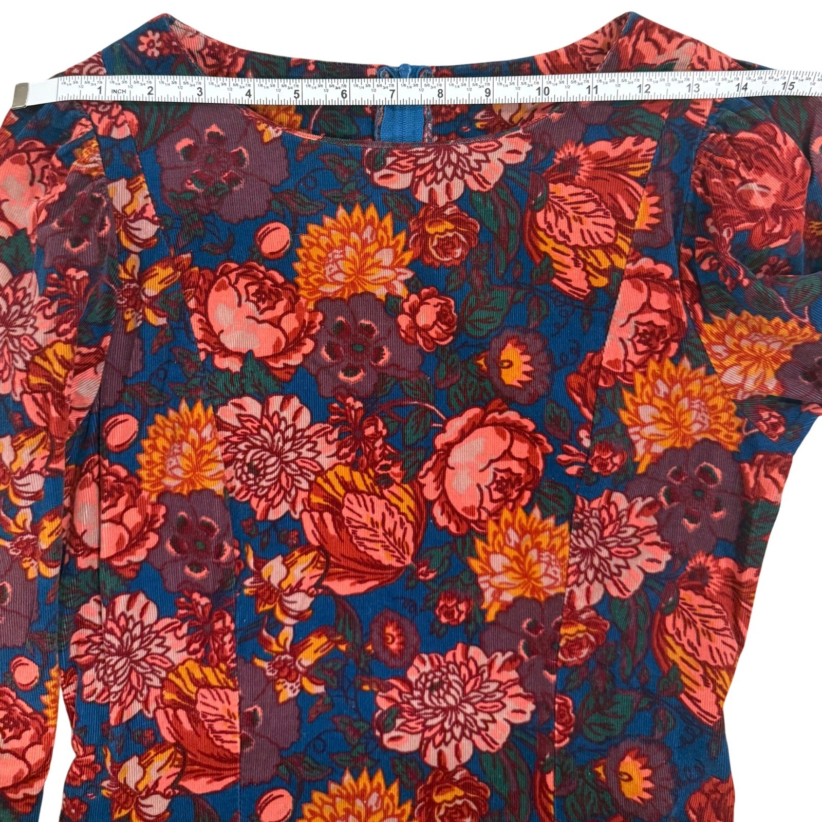 Vintage 80s Laura Ashley Floral Corduroy Drop Waist Dress ~ Great Britain US 10