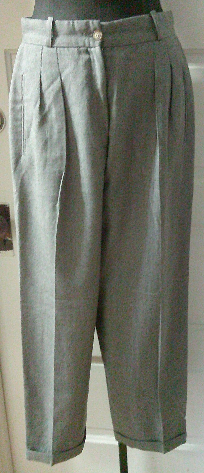 90’s LIZ CLAIBORNE Collection Gray Pleated Lined WOOL Pants Slacks 10P