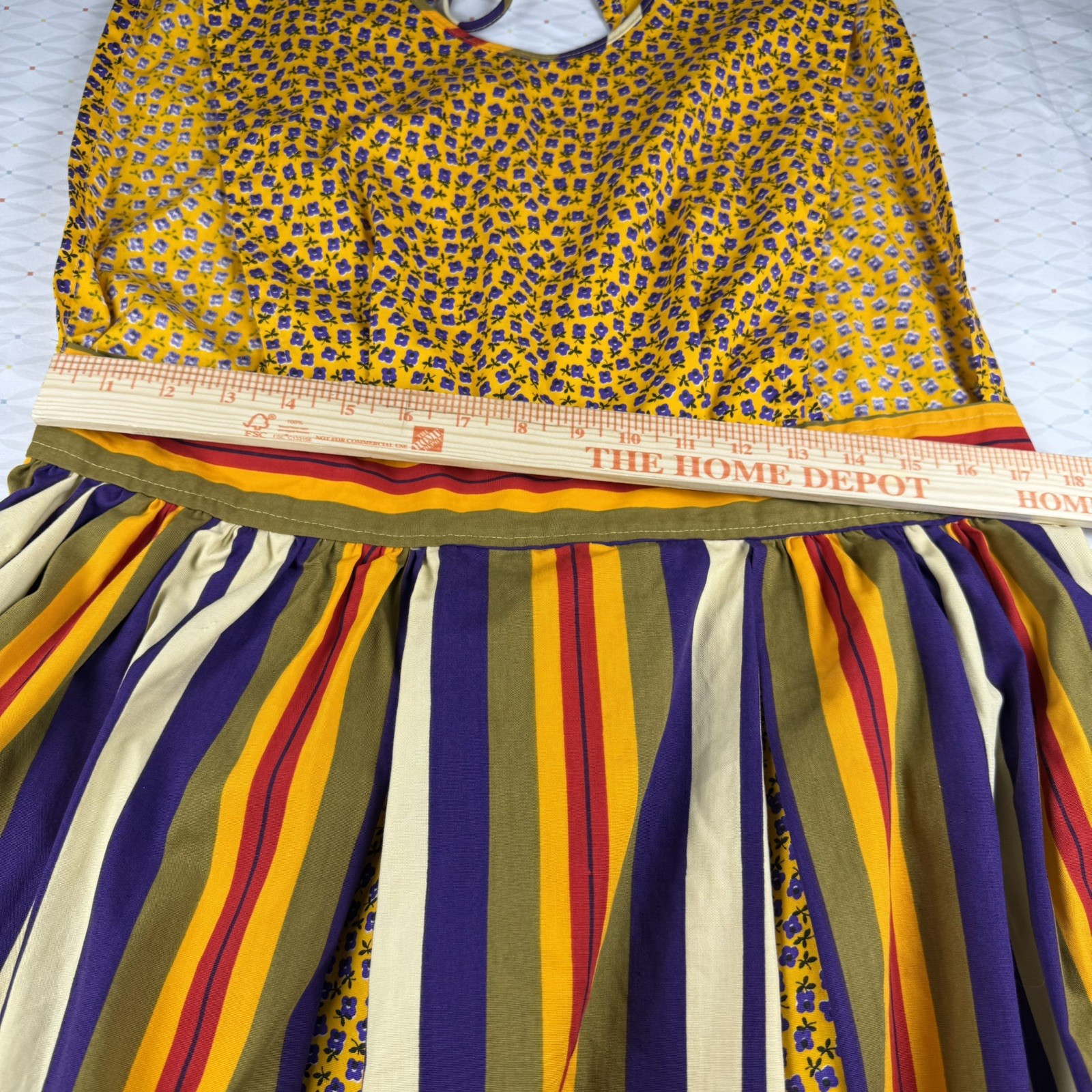 Design House Japan Apron Dress Women’s Yellow Pinafore Floral Cottagecore Boho