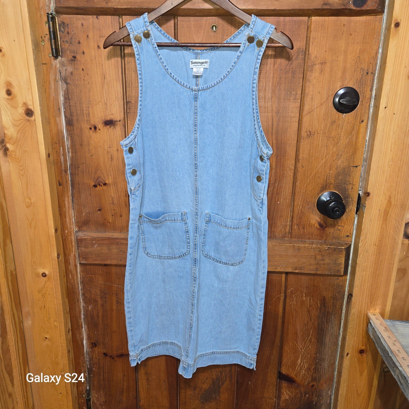 Serengeti Womens Light Wash Denim Jumper Dress Cotton Blue Sleeveless Size S