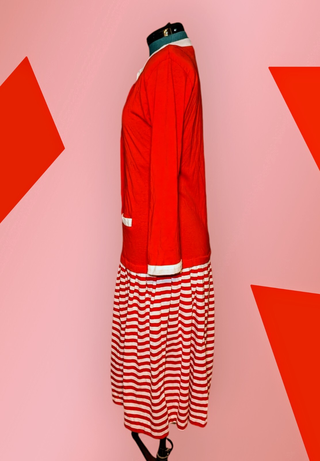 NUGGETS BRAND Button-Up MODEST Dress Orange STRIPED Stretch Women’s Medium