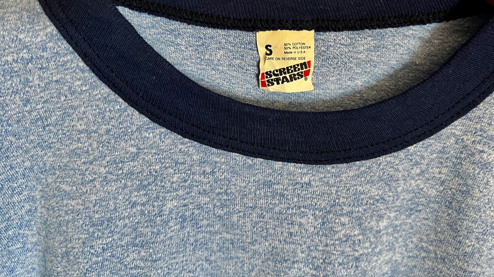 Vtg 1970s S t shirt Ringer Heather Screen Star Single Stitch Power Little People