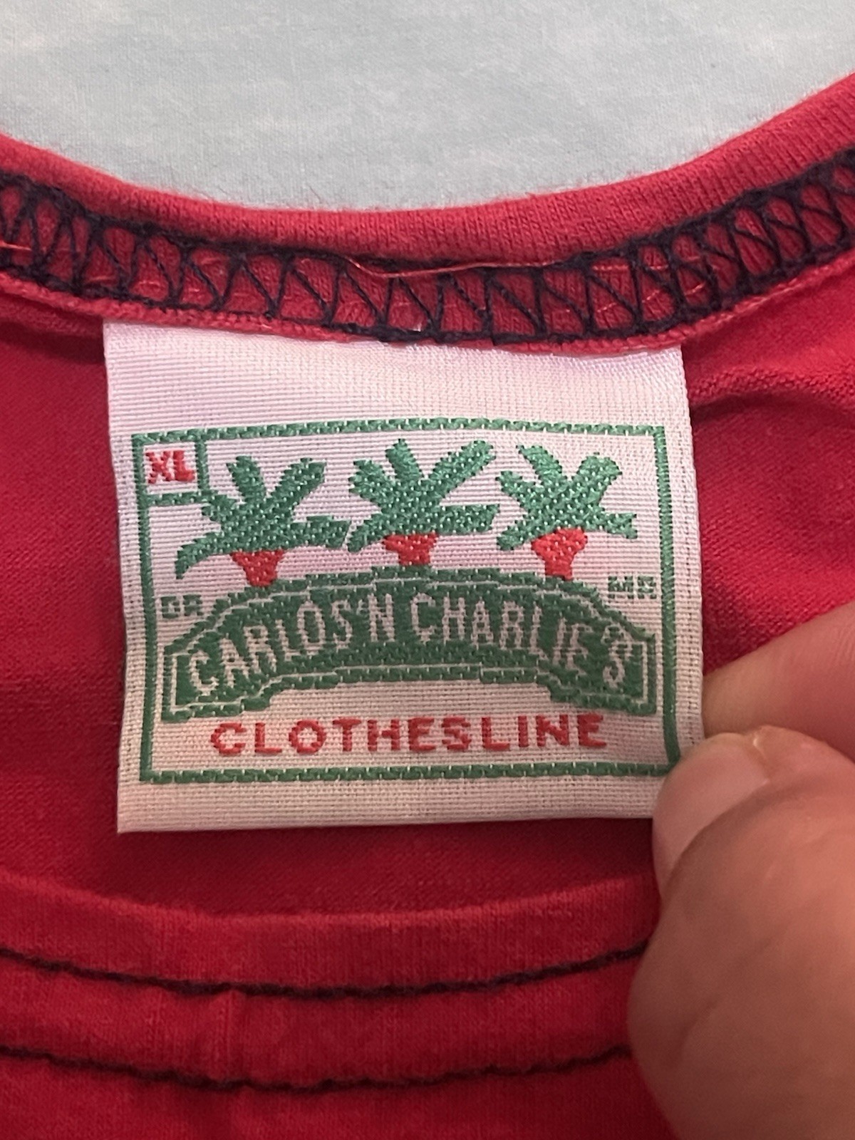 VTG Carlos ‘N Charlie’s Clothesline Senor Frog’s Acapulco Red Crop Top Tank XL
