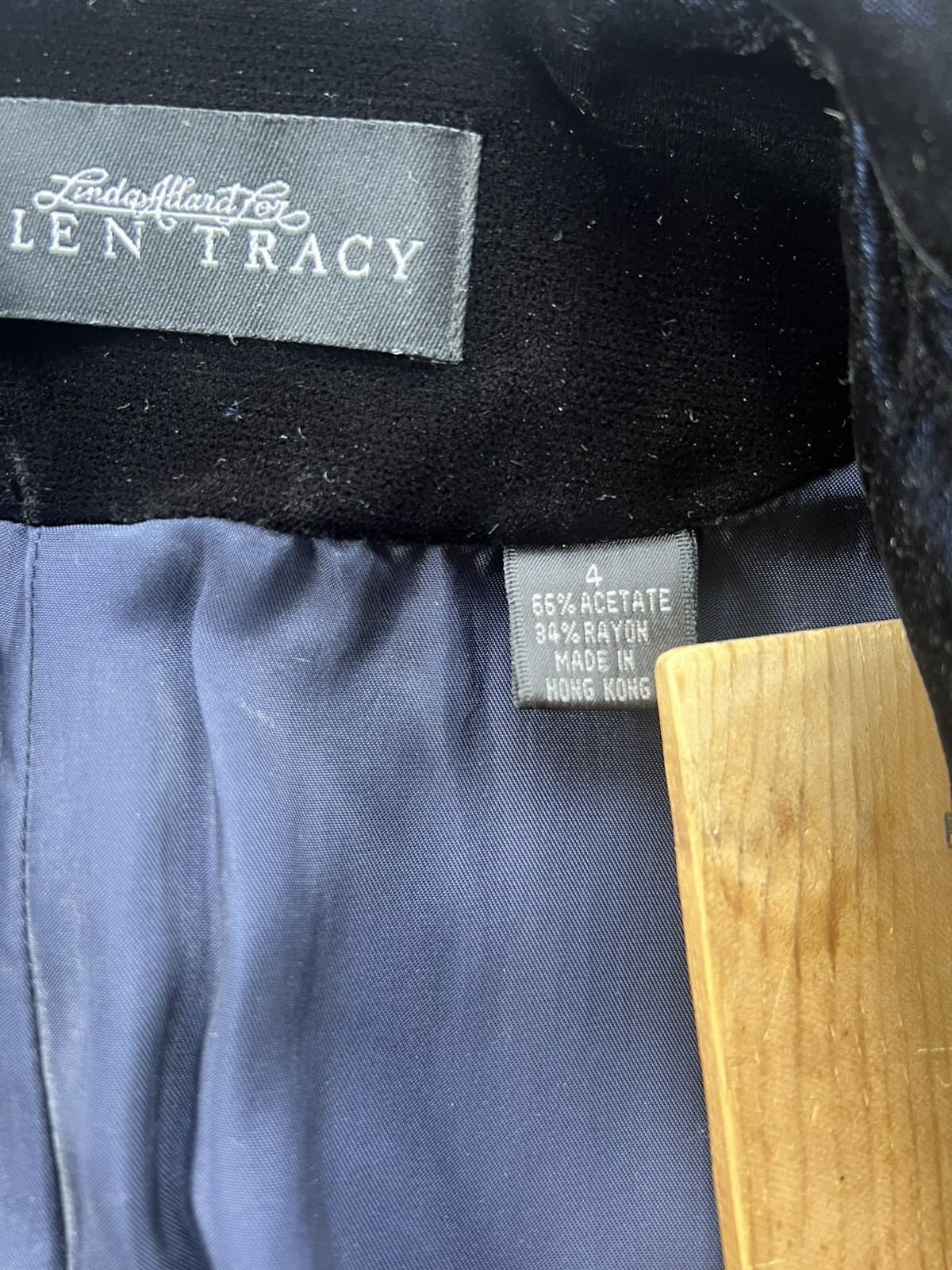 Vintage Linda Allard Ellen Tracy Midnight Blue Cropped Collar Velvet OS Jacket