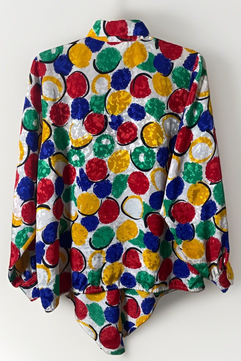 Adelaar Matson Vintage 1980’s Long Sleeve Abstract Colorful Blouse Women’s Large