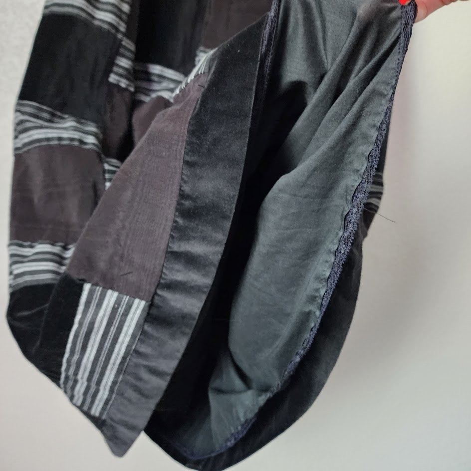 MR. HANK VINTAGE 70s patchwork maxi skirt dark moody whimsygoth black grey