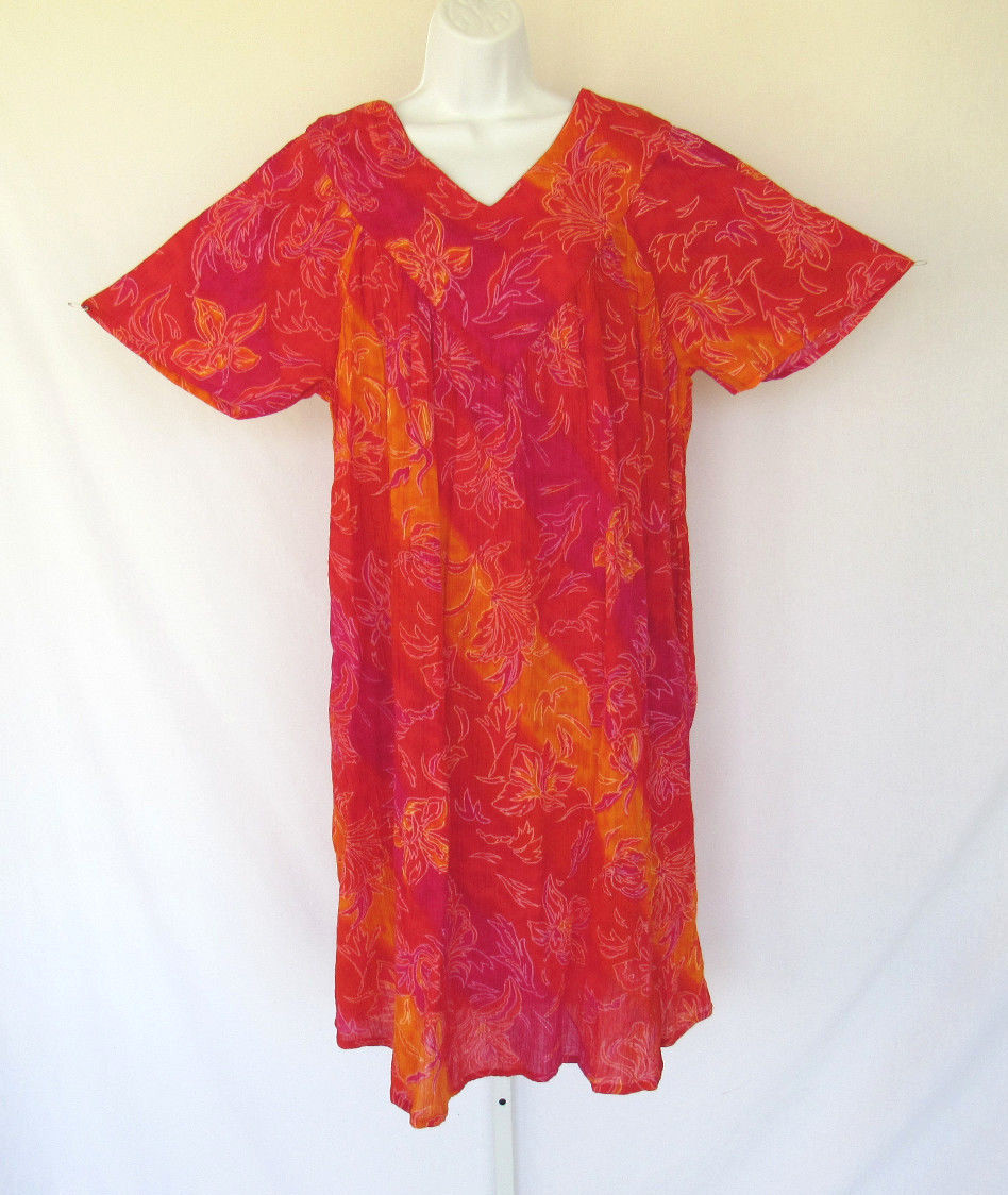 VINTAGE 1990s SANTE CLASSICS COTTON FLORAL SUMMER LOUNGE DRESS BELT MADE INDIA