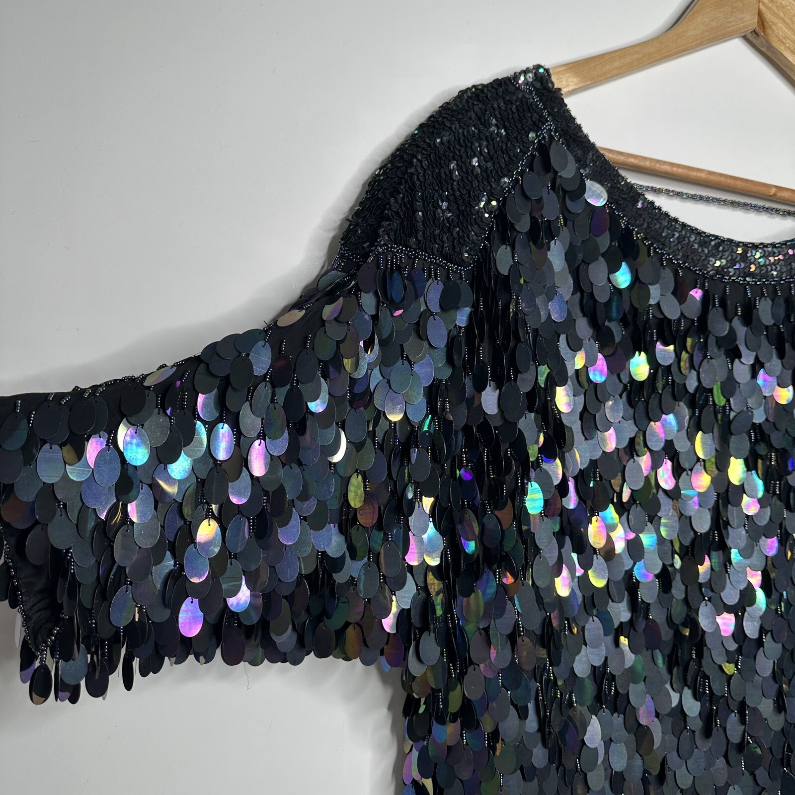 Greg Adams Vintage 80’s Pure Silk Sequin Beaded Flapper Style Party Dress M