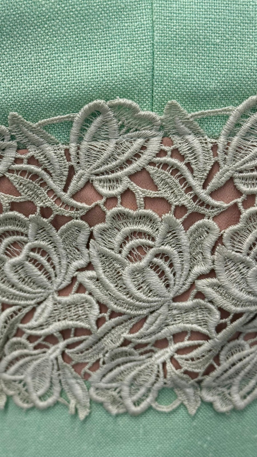 70s Vintage Lime Green Linen & Lace S Klein Dress Size 10 NOS