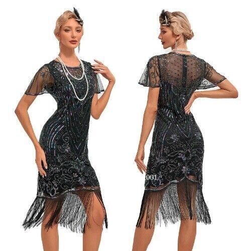 1920s Flapper Dress Women’s Great Gatsby Color Sequin Tassel 20s Party Dress