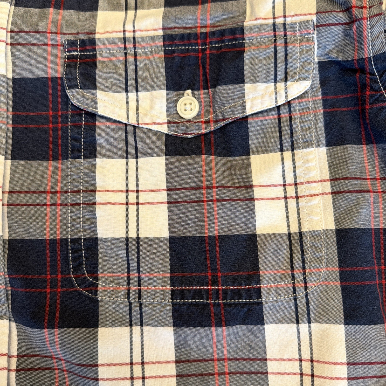 Vintage Women’s Eddie Bauer Button Plaid Shirts- Red White & Blue XS/XP Lot Of 2