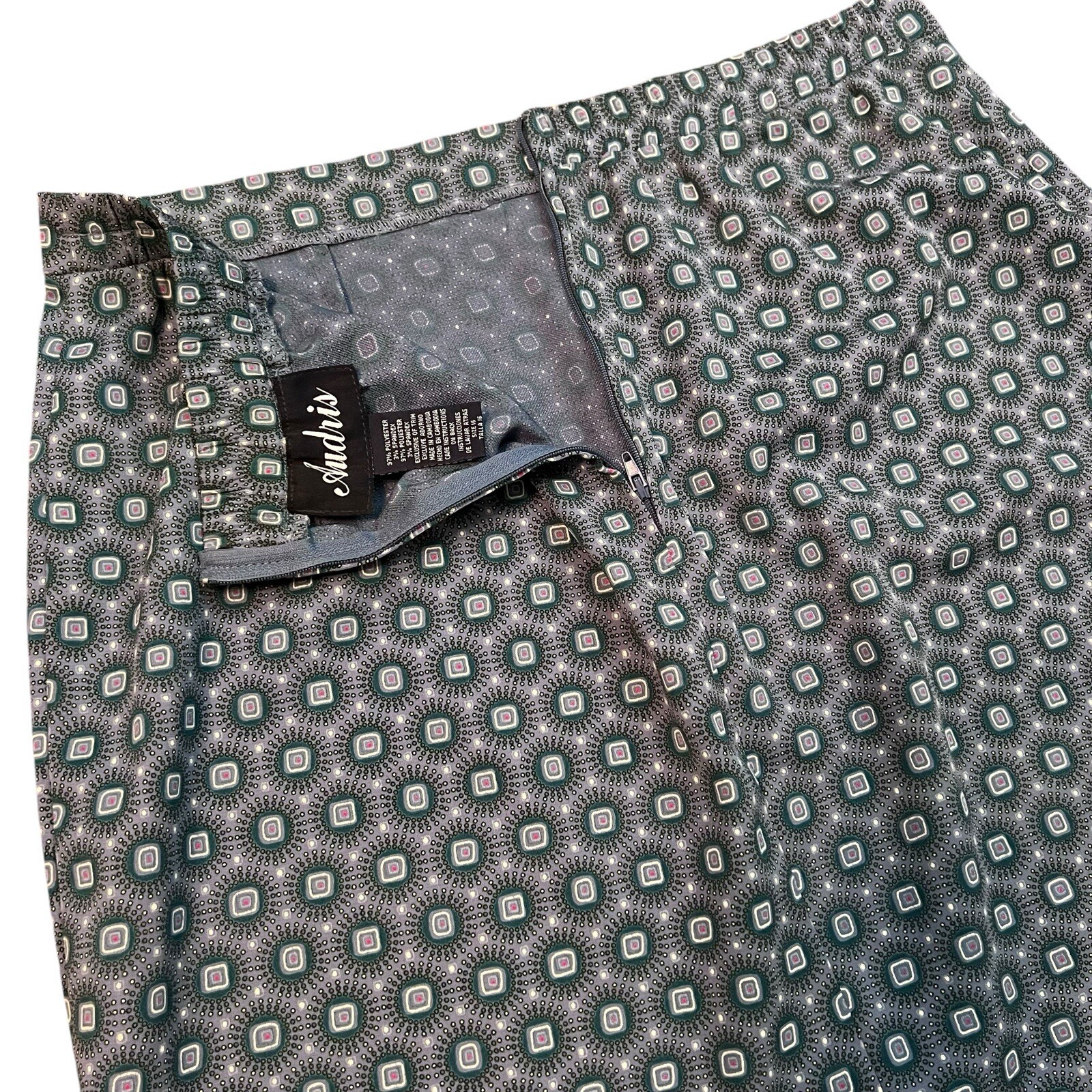 Audris Vintage 90s Jewel Print Two Piece Set Size 16 Top and Skirt