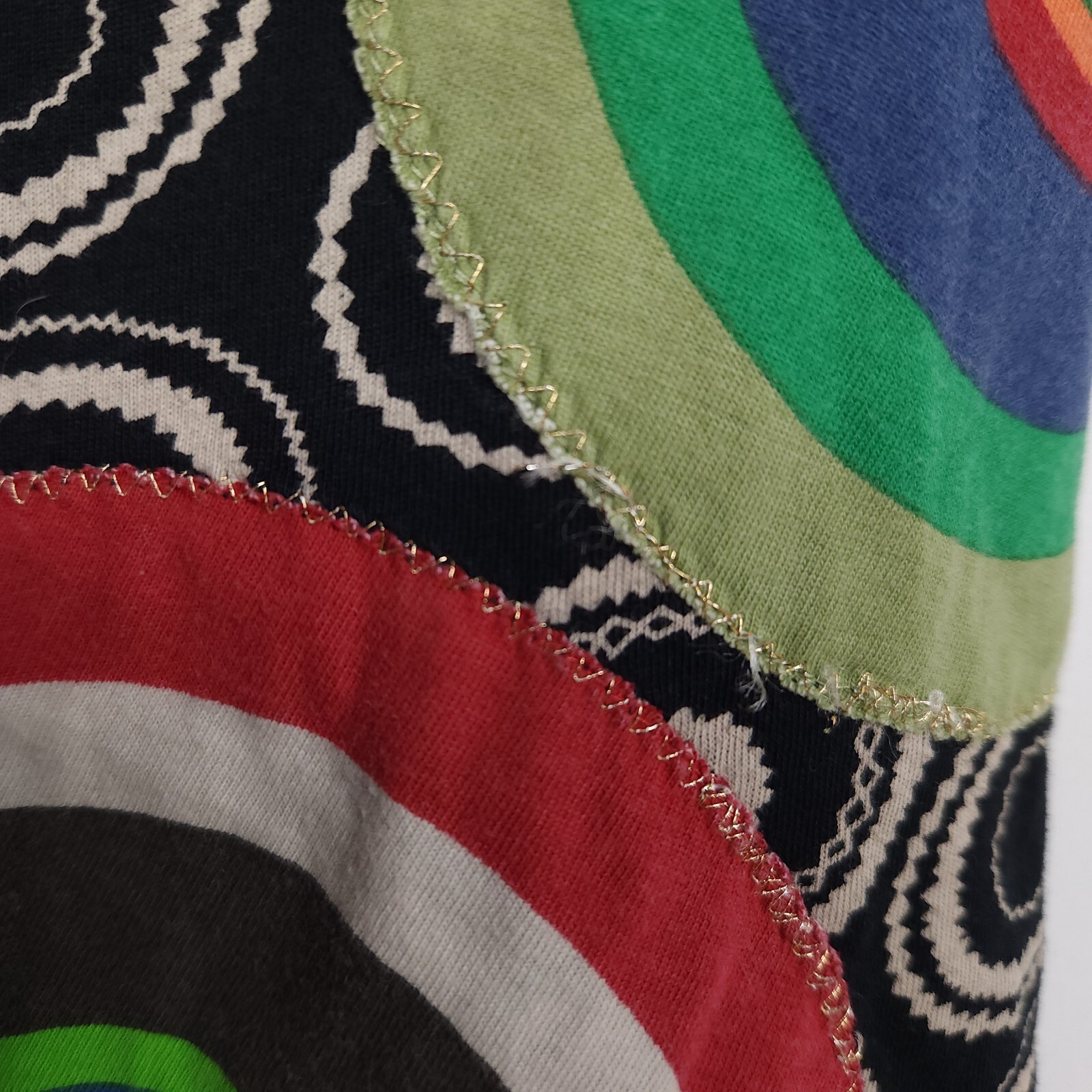 Vintage Desigual Dress Ladies L Retro Rainbow Midi Graphic Applique Embroidered