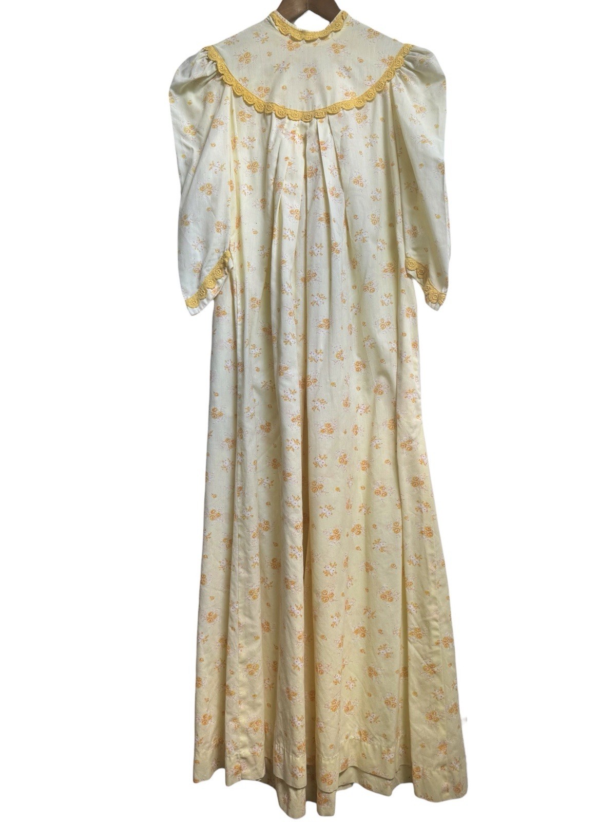 Vintage Carol and Mary Honolulu Dress Yellow 1970s Prairie Puff Sleeve Maxi