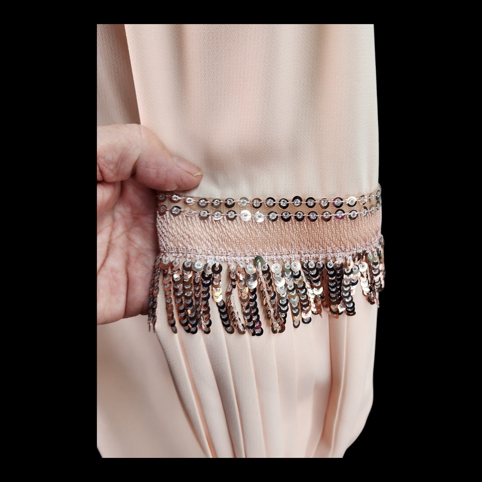 VTG Miss Miray Beaded Fringe Dress Sz 8 Light Pink Quiet Elegance Classic Luxury