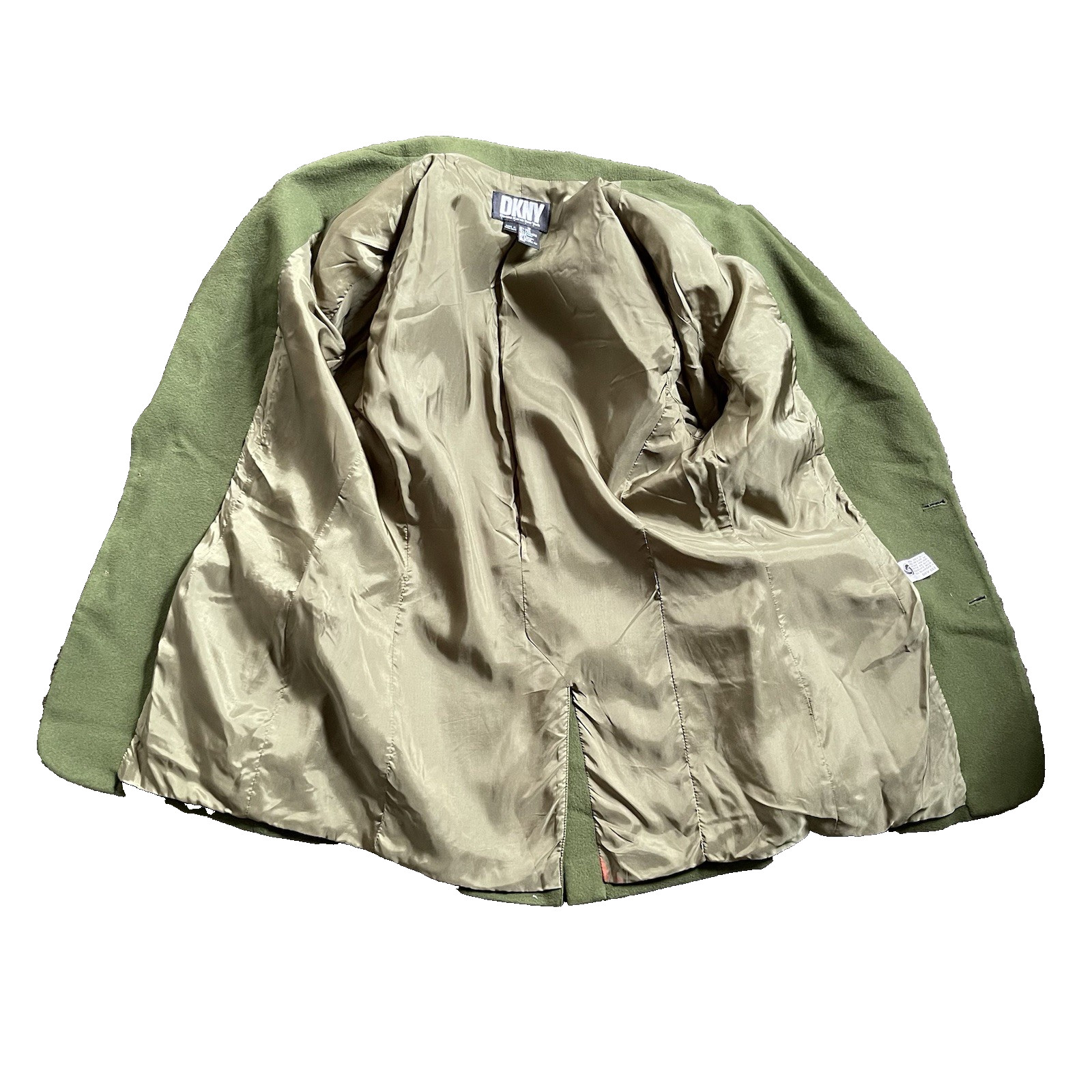 Vintage 1990s DKNY Wool Cashmere Blazer Green Two Button Hong Kong Size 10