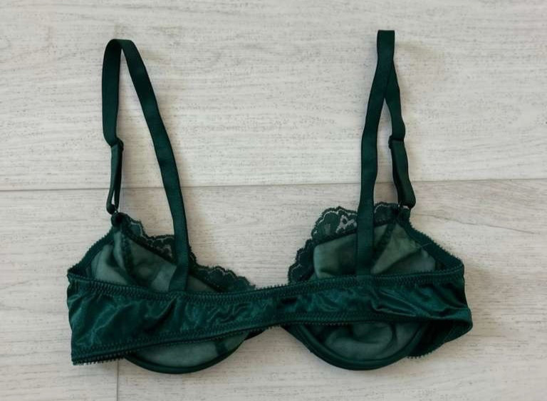 Vintage Vassarette Satin Bra Sz 36B Green Front Closure