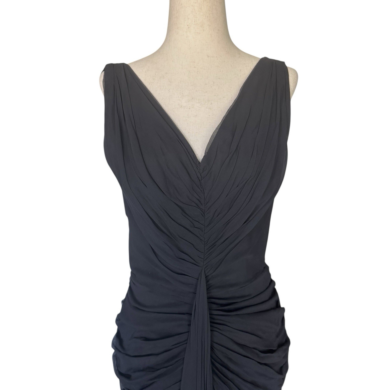 Vintage 50s 60s Black Chiffon Sleeveless Evening Cocktail Wiggle Dress Dessés S