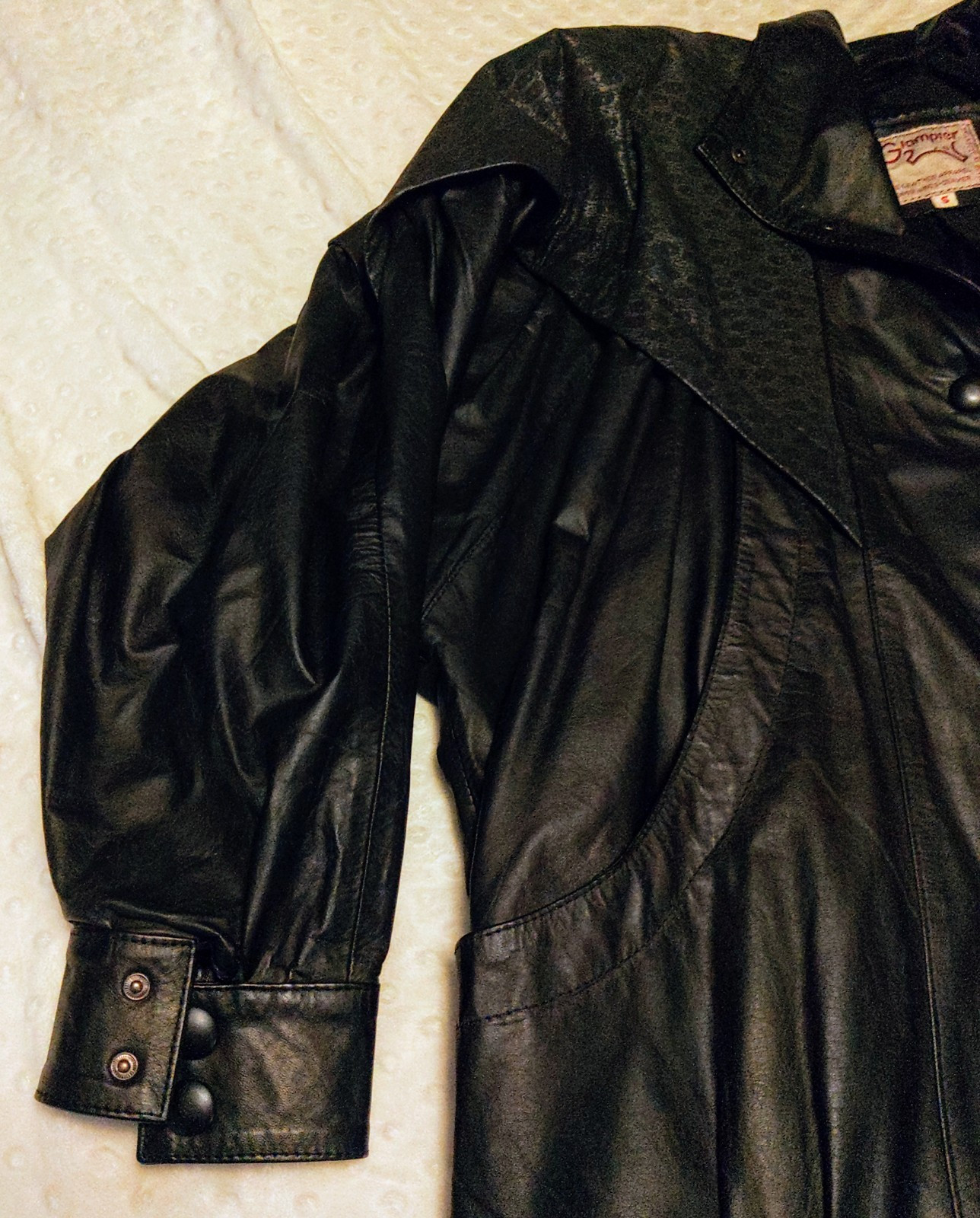 Glampier Womens Leather 80s Jacket Leopard Print Black Small Bomber Biker Rocker