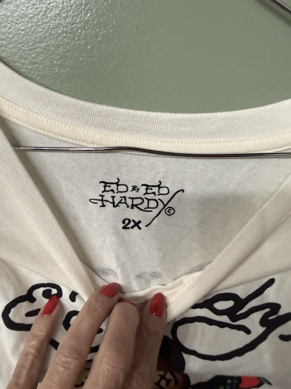 NWT Ed Hardy Shirt Color: Ivory, Love Before Honor HeartGraphic Logo Size 2xl.