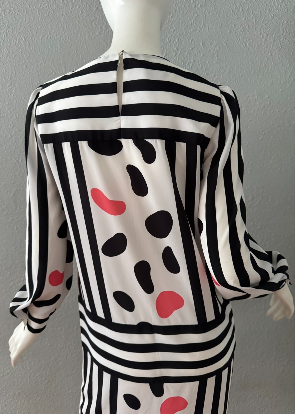 Vintage 80s Bold Abstract Long Sleeve MOD Shift Dress S