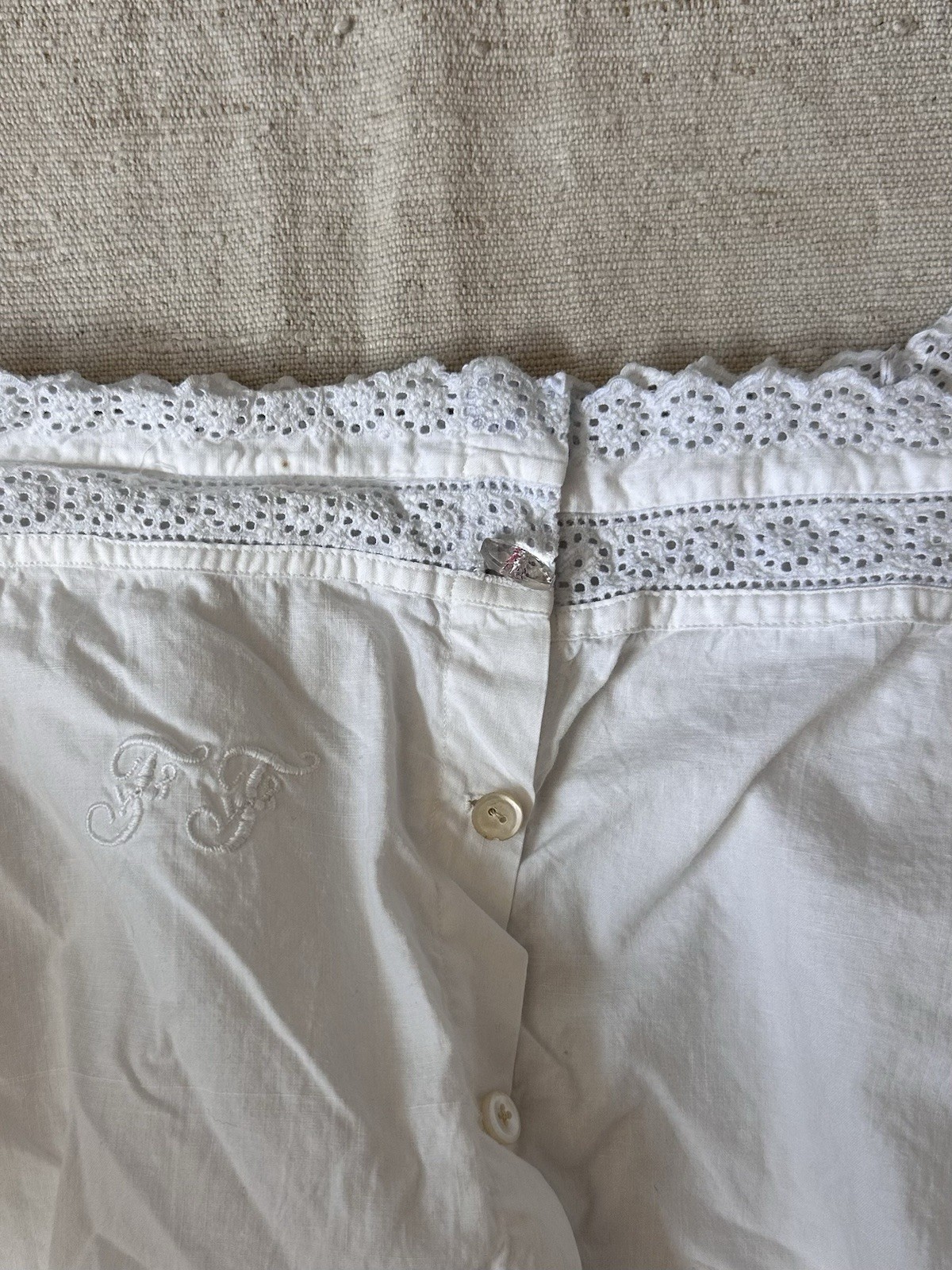 Antique Early 1900s French Corset Cover Summer Cotton Tank Top Handmade Small