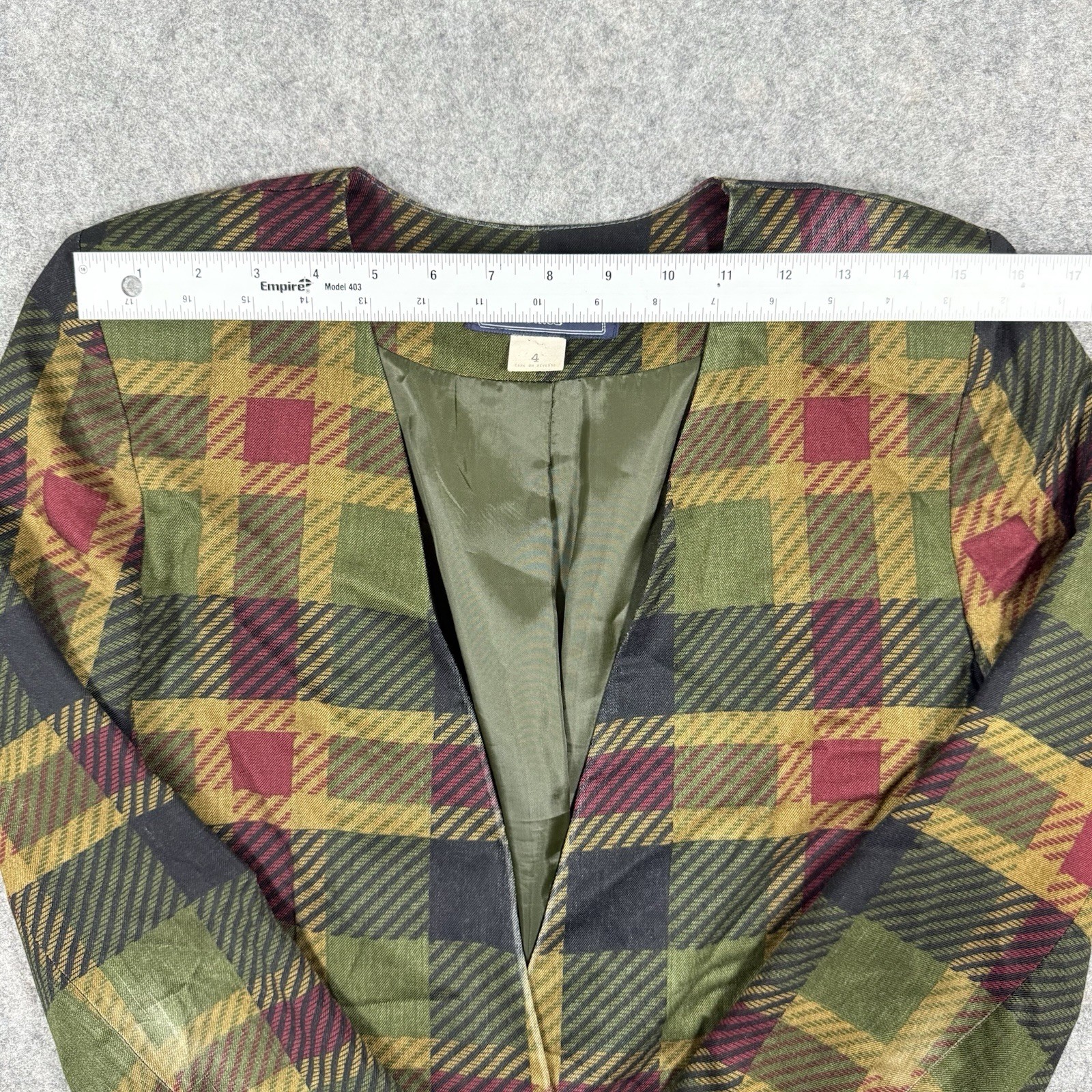 Norton McNaughton Vtg Open Front Blazer Women’s Size Petites 4 Multicolor Plaid