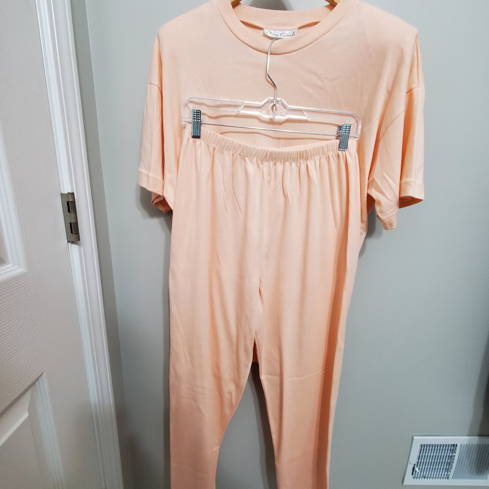 Vintage Cherry Casuals Lounge Ware / Pajama Set Short Sleeve XL W/ Shoulder Pads