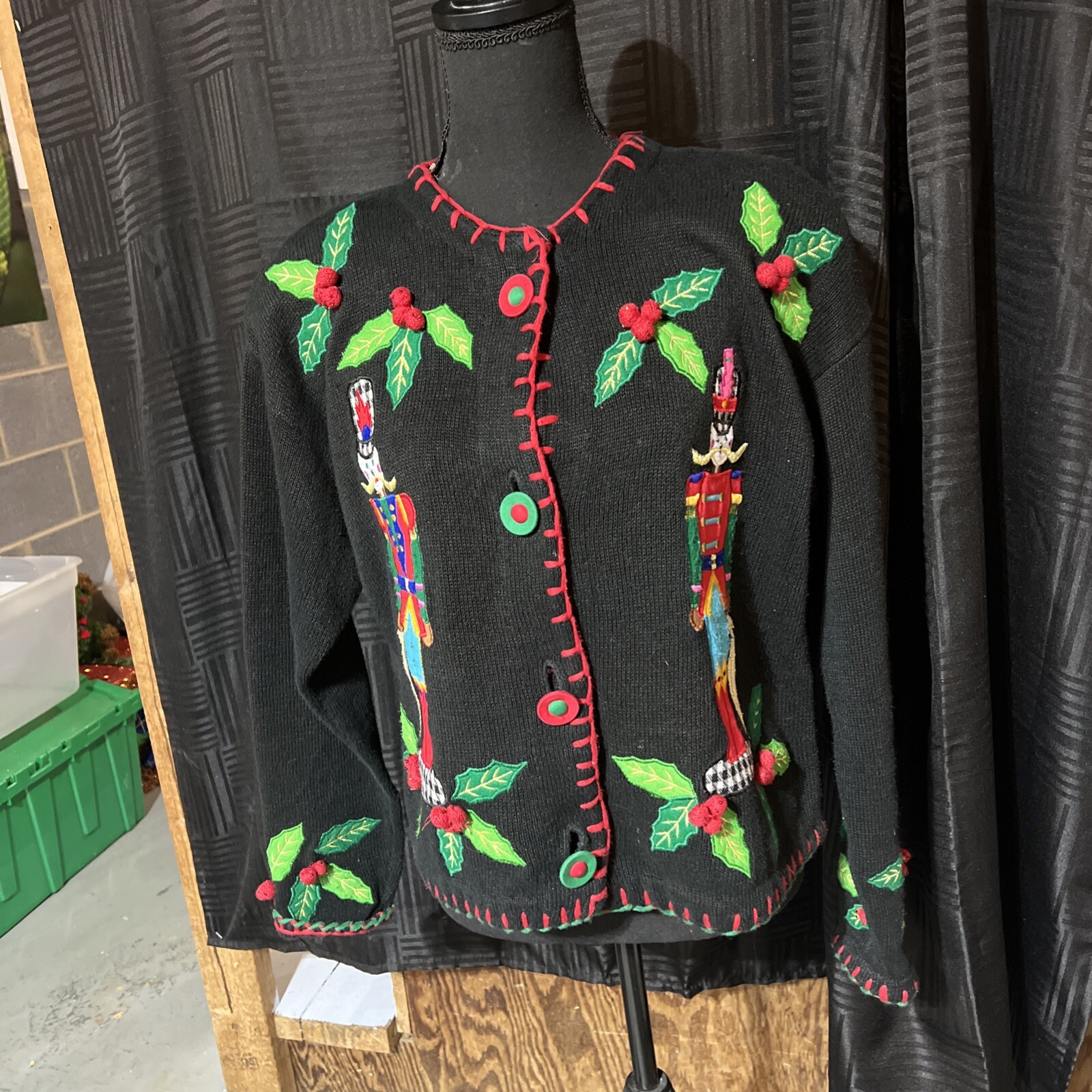 Vintage 1980s Bouillabaisse Deborah Christmas Festive Granny Teacher Cardigan M